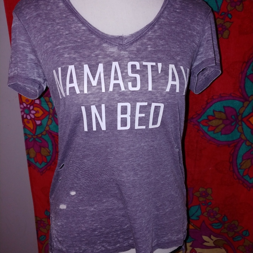Plum Colored Thin Namastay In Bed Shirt Holes